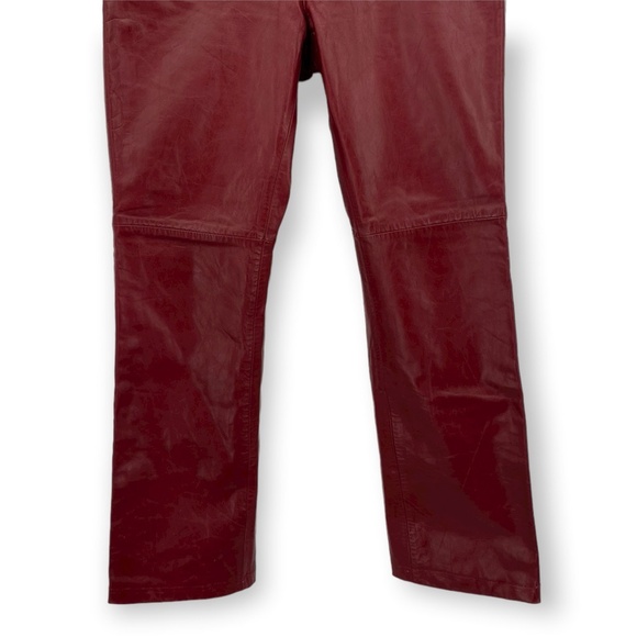 Vintage Fall 2000 Genuine Leather Pant Size 8 Boot Cut 5-Pockets Burgundy - Picture 9 of 11